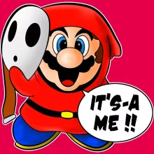 Shy Guy Damen T-shirt “Shy Guy und Mario” – Parodie auf Super Mario