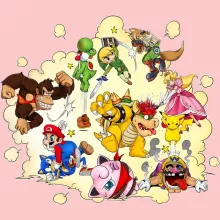 Mario Body baby (flicka) “Mario, Link, Fox, Bowser, Pikachu och Wario” – Parodi Super Smash Bros