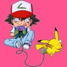 Pikachu Linne för Flickor barnens “Pikachu och Ash Ketshum” – Parodi Pokémon