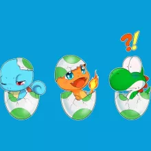 Yoshi totebag “Yoshi, Charmander and Squirtle” – Pokémon parody