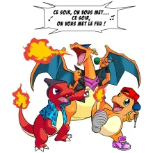 Casquette Enfant Dracaufeu « Ce soir, on vous met le Feu ! » – Parodie Pokémon