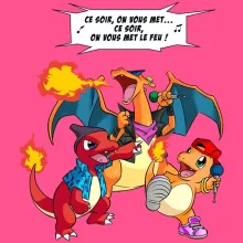 Débardeur Enfant Fille Dracaufeu « Ce soir, on vous met le Feu ! » – Parodie Pokémon