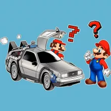 Mario Baby Strampler “Mario und der Delorean” – Parodie auf Super Mario