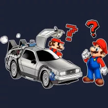 Sudadera con capucha Mario “Mario y la Delorean” – Parodia de Super Mario