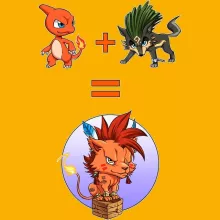 Red XIII Cap “Red XIII, Link Wolf and Charmeleon” – Pokémon parody