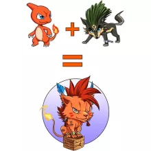 Red XIII Mugg “Red XIII, Link Varg och Charmeleon” – Parodi Pokémon