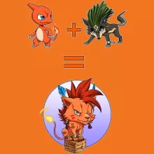 Red XIII Tasse “Red XIII, Wolf Link und Glutexo” – Parodie auf Pokémon