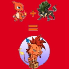 Red XIII Tasse “Red XIII, Wolf Link und Glutexo” – Parodie auf Pokémon
