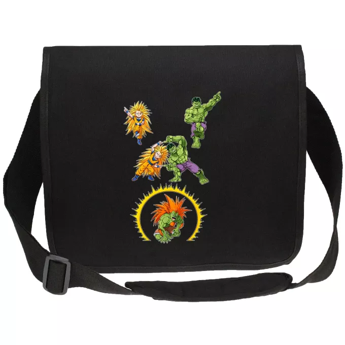 Borsas a tracolla Canvas Paoridia Dragon Ball Z - DBZ Son Goku; Hulk e Blanka