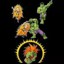 Son Goku Kapshirt “Son Goku; Hulk en Blanka” – Dragon Ball Z parodie