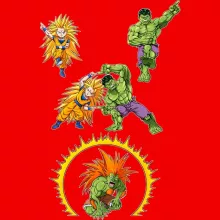 Son Goku Women T-shirt “Son Goku; Hulk and Blanka” – Dragon Ball Z parody