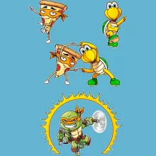 Michelangelo Baby Bodysuit “Michelangelo, Koopa Troopa and a Pizza” – Super Mario parody