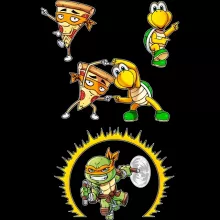 Michelangelo Sweater “Michelangelo, Koopa Troopa and a Pizza” – Super Mario parody