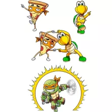 totebag Michelangelo “Michelangelo, Koopa Troopa e una Pizza” – Parodia dei Super Mario