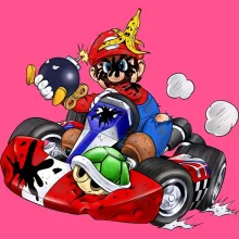 Débardeur Enfant Fille Mario « Kart Fighter - Player 1 » – Parodie Mario Kart