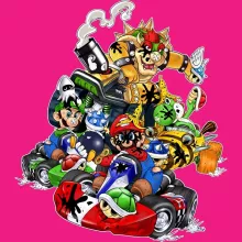 Bowser Vrouwen Tank Top “Bowser, Mario, Luigi en Yoshi” – Mario Kart parodie