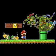 Maglietta bebè Donatello “Donatello,Leonardo,Raphael, Michelangelo e Mario” – Parodia dei Super Mario