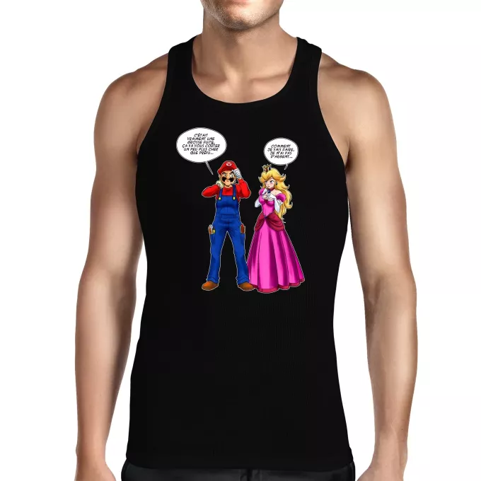 Débardeurs Hommes Parodie Super Mario Le plombier et la blonde pulpeuse... - Princesse Peach