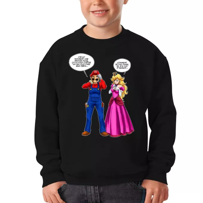 Pulls Enfants Parodie Super Mario Le plombier et la blonde pulpeuse... - Princesse Peach