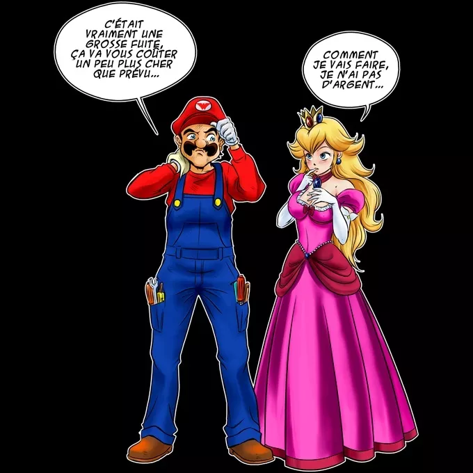 Sac à Bandoulière Premium Parodie Super Mario Le plombier et la blonde pulpeuse... - Princesse Peach