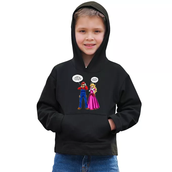 Sweat-shirts à Capuche Enfant Parodie Super Mario Le plombier et la blonde pulpeuse... - Princesse Peach