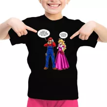 T-shirt Enfant Fille « Le plombier et la blonde pulpeuse... » – Parodie Super Mario