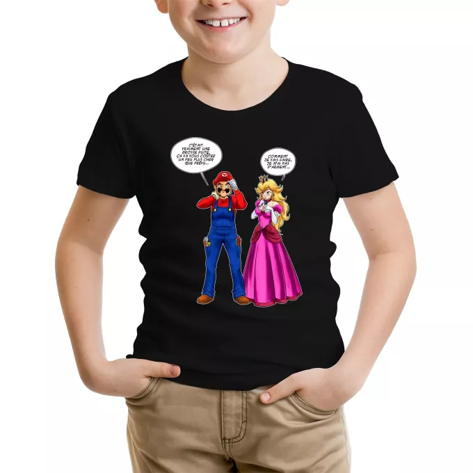 T-shirts Enfants Garçons Parodie Super Mario Le plombier et la blonde pulpeuse... - Princesse Peach
