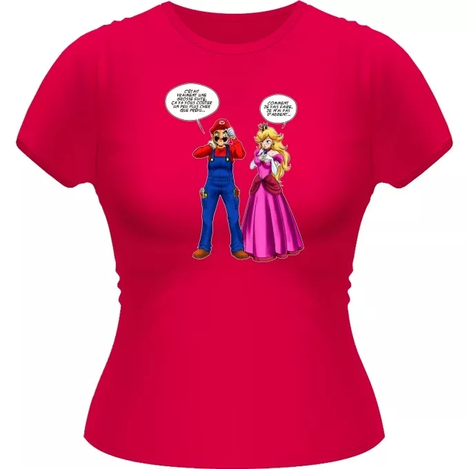 T-shirts Femmes Parodie Super Mario Le plombier et la blonde pulpeuse... - Princesse Peach