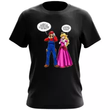 T-shirt « Le plombier et la blonde pulpeuse... » – Parodie Super Mario