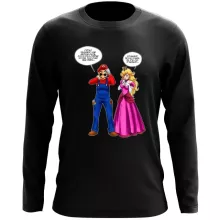 T-Shirt à manches longues « Le plombier et la blonde pulpeuse... » – Parodie Super Mario