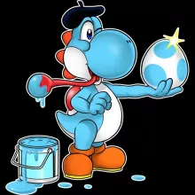 Coque Téléphone Portable « Peinture fraîche... (Version bleue claire) » – Parodie Yoshi