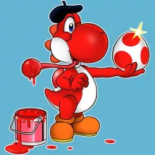 Body bébé Yoshi Rouge « Peinture fraîche... (Version rouge) » – Parodie Yoshi