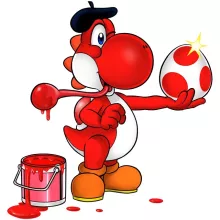 T-shirt Enfant Yoshi Rouge « Peinture fraîche... (Version rouge) » – Parodie Yoshi