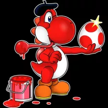 Coque Téléphone Portable Yoshi Rouge « Peinture fraîche... (Version rouge) » – Parodie Yoshi