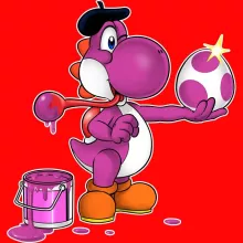 T-shirt Enfant Yoshi Violet « Peinture fraîche... (Version violet) » – Parodie Yoshi