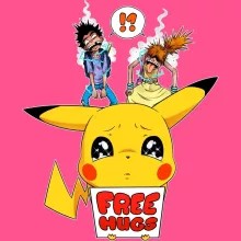 Débardeur Enfant Fille Pikachu « Pika Free Hugs » – Parodie Pokémon