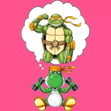 Girls Kids T-shirt “Yoshi and Michelangelo” – Yoshi parody