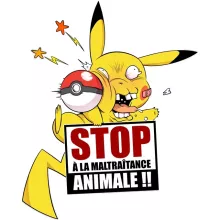 Casquette Enfant Pikachu « Stop à la Maltraitance animale !! » – Parodie Pokémon