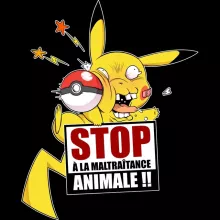 Coque Téléphone Portable Pikachu « Stop à la Maltraitance animale !! » – Parodie Pokémon
