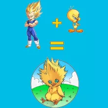 Camiseta Niña Baby Chocobo “Baby Chocobo, Vegeta y Tweety” – Parodia de Dragon Ball Z -DBZ