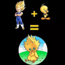 Camiseta Mujer Baby Chocobo “Baby Chocobo, Vegeta y Tweety” – Parodia de Dragon Ball Z -DBZ