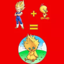 Baby Chocobo Women T-shirt “Baby Chocobo, Vegeta and Tweety” – Dragon Ball Z parody