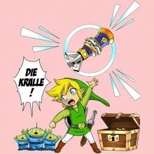 Link Baby Strampler (Mädchen) “Link and die Aliens” – Parodie auf Zelda