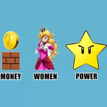 Body de bebé Mario “Women, Money and Power” – Parodia de Super Mario