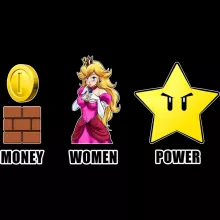 Mario T-Shirt “Women, Money and Power” – Super Mario parody