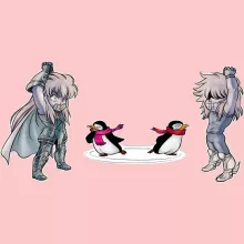 Cygnus Hyoga Baby Strampler (Mädchen) “Cygnus Hyoga and Aquarius Camus” – Parodie auf Saint Seiya
