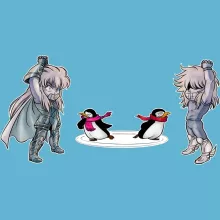 Cygnus Hyoga Baby Strampler “Cygnus Hyoga and Aquarius Camus” – Parodie auf Saint Seiya