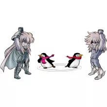Cygnus Hyoga ärmelloser Baby Strampler “Cygnus Hyoga and Aquarius Camus” – Parodie auf Saint Seiya