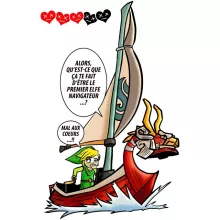T-shirt Enfant Fille Link « Un elfe à la mer.... » – Parodie Zelda