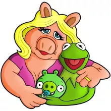 Mok “Angry Birds, Kermit en Piggy” – Angry Birds parodie